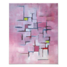 Rosa abstrakte geometrische ursprüngliche Kunst-Öl Fotodrucke