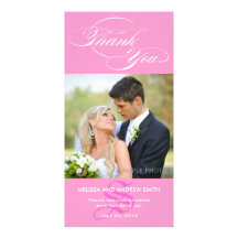 ROSA ANFANGSskript-HOCHZEIT DANKEN IHNEN FOTO-KART Foto Grußkarte