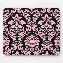 Rosa auf schwarzem Damast Mousepad