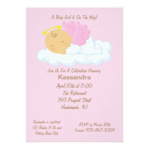 Rosa Baby-Engels-Babyparty-Einladung