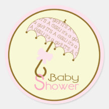 Rosa Babyparty-Regenschirm-Aufkleber