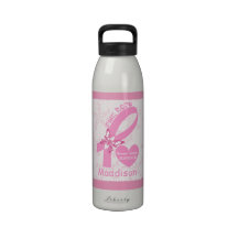 Rosa Band-Brustkrebsüberlebender u. rosa Grenze Trinkflasche