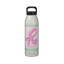 Rosa Band-Brustkrebsüberlebendminzengrenze Wiederverwendbare Wasserflasche
