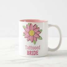 Rosa Blume tätowierte Braut Kaffeetasse
