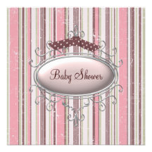Rosa Brown-Shabby Chic-Baby-Mädchen-Dusche Personalisierte Ankündigungen
