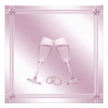 Rosa Champagne-Gläser u. Diamant-Hochzeit lädt ein Individuelle Einladungskarten