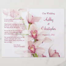 Rosa Cymbidium-Orchideen-Blumenhochzeits-Programm Personalisierte Flyer