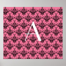 Rosa Damast des Monogramms Plakatdruck
