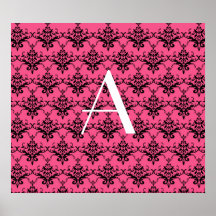 Rosa Damast des Monogramms Posterdrucke
