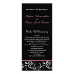 rosa Damast Hochzeitsprogramm Werbekarten