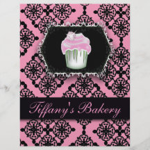 Rosa Damast-Kuchen-Bäckereipromo-Flyer