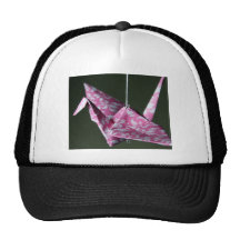 Rosa Damast Origami Kran Baseballkappen