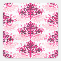 Rosa Damast Quadratsticker