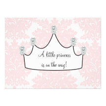 Rosa Dusche Damast-Prinzessin-Baby Individuelle Ankündigungskarte