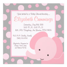 Rosa Elefant-Baby-Dusche laden den niedlichen einf Individuelle Ankündigskarten