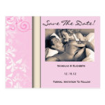 Rosa eleganter Vintager Damast Save the Date Postkarten
