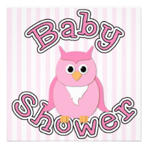 Rosa Eulen-Babyparty-Einladung