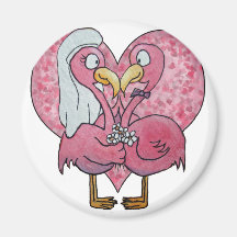 Rosa Flamingo-Hochzeits-Paar-Paar-Aquarell Kühlschrankmagnet