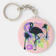Rosa Flamingo-Silhouette Schlüsselbänder
