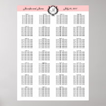 Rosa Gäste des Schablonen-Hochzeits-Sitzplatz-Diag Plakat