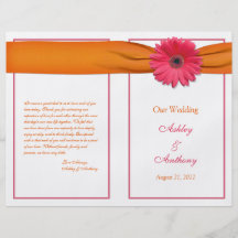 Rosa Gerbera-Gänseblümchen-orange Band-Hochzeits-P Flyer
