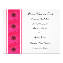Rosa Gerbera-Gänseblümchen-Save the Date Einladung