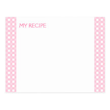 Rosa Gingham-Rezept-Karten Postkarte