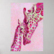 rosa Giraffen Plakatdruck