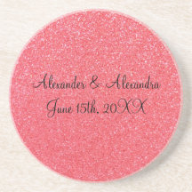 Rosa Glitter-Gastgeschenke Hochzeit Bierdeckel