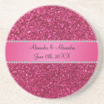 Rosa Glitter-Gastgeschenke Hochzeit Untersatz
