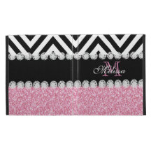 ROSA GLITTER-SCHWARZ-ZICKZACK MIT MONOGRAMM