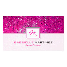 Rosa Glitterbeautician-Geschäfts-Karte Monogramed Visitenkartenvorlage