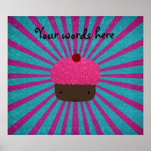 Rosa Glitterkuchen-Glittersonnendurchbruch Plakate