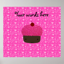 Rosa Glitterkuchen-Rosaherzen Plakatdruck