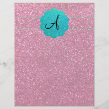 Rosa Glittermonogramdiamanten Flyer Druck