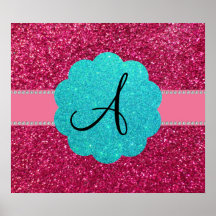 Rosa Glittermonogramdiamanten Plakatdrucke
