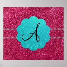 Rosa Glittermonogramdiamanten Posterdrucke