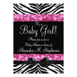 Rosa Glitterzebra-Bogen-Baby-Duschen-Mädchen Personalisierte Ankündigung