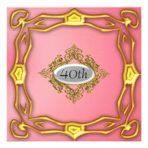 Rosa Gold40. Geburtstags-Party-Quadrat Individuelle Ankündigungskarte