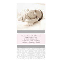 Rosa Grau danken Ihnen Babyparty-Foto-Karten Individuelle Photo Karte