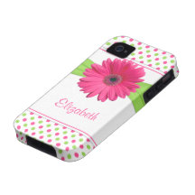 Rosa grüner Tupfengerbera-Gänseblümchen iPhone 4 K Case-Mate iPhone 4 Case
