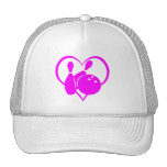 Rosa Herz-Bowling Retro Cap