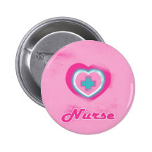 Rosa Herz u. Kreuz Krankenschwester Anstecknadelbuttons