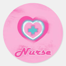 Rosa Herz u. Kreuz Krankenschwester Runder Sticker
