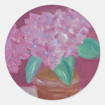 Rosa Hydrangeas Runde Sticker