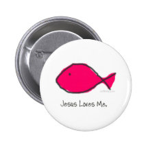 Rosa Jesus-Fische Anstecknadelbutton