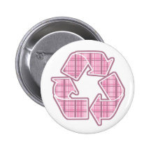 Rosa kariertes recyceln Zeichen Anstecknadelbutton