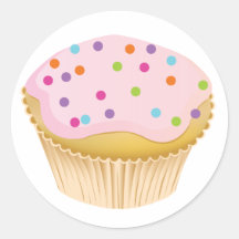 Rosa kleiner Kuchen Runder Aufkleber
