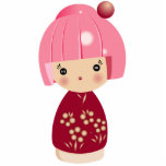 Rosa Kokeshi Dreiergruppe Photostatue