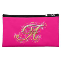 Rosa kosmetische Tasche mit Initiale A